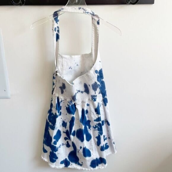 Show Me Your Mumu Jean Smocked Halter Tie Dye Mini Dress Size Large - Picture 4 of 11